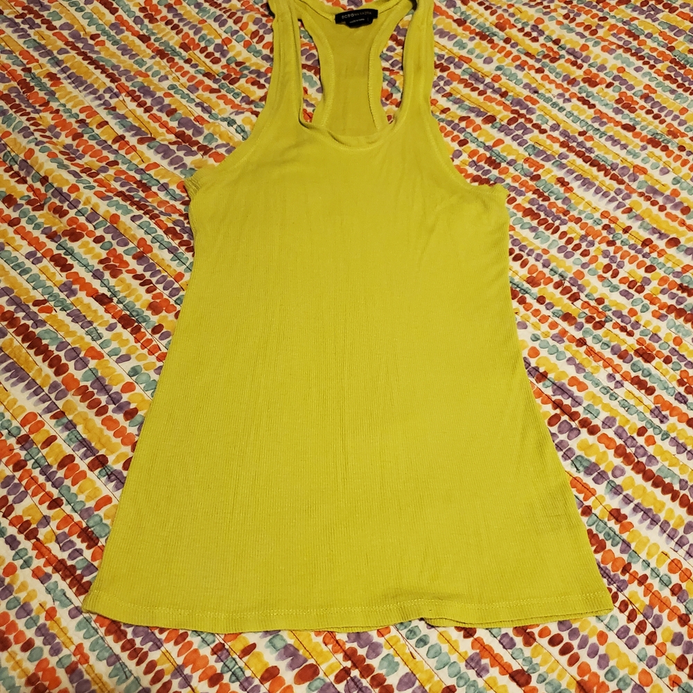 BCBG Max Azria Yellow/green Racerback Tank Top